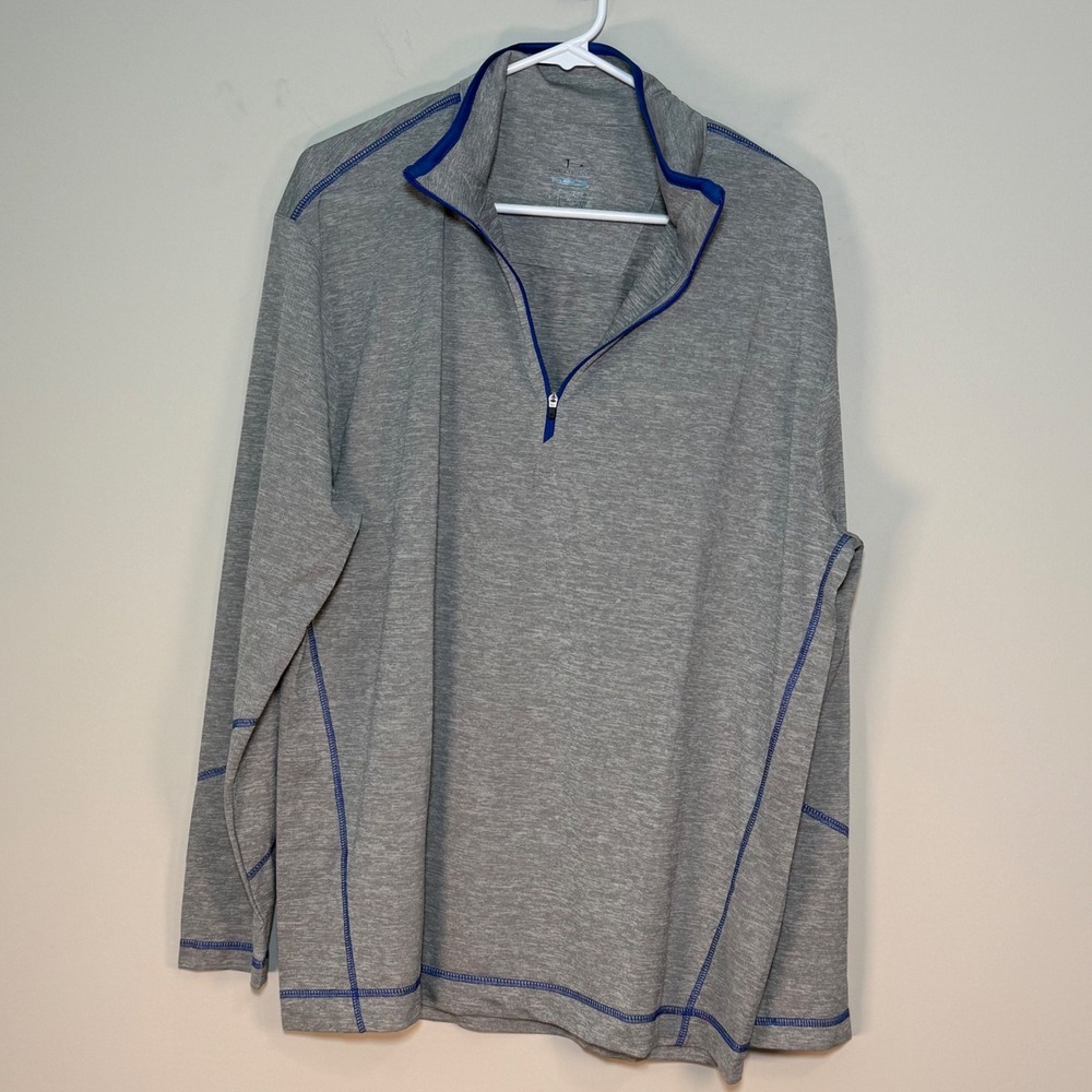 NWT Page & Tuttle Men's Large Heather Mock Neck Long Sleeve 1/4 Zip Pullover Top
